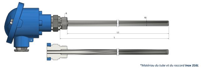 Sonde à résistance - tête de raccordement avec doigt de gant à visser - PH41 - Pt100, Pt500, Pt1000_0