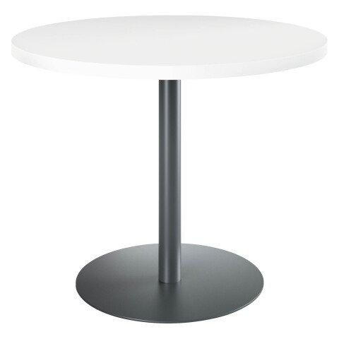 TABLE DE RÉUNION RONDE ECLA BLANC Ø 100 CM PIÈTEMENT ANTHRACITE