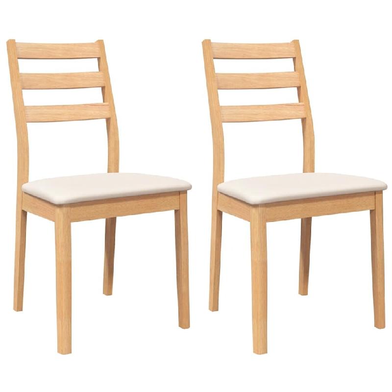 VidaXL Chaises à manger coussins 2 pcs naturel bois massif caoutchouc Modèle Prestige Élite - 4102517_0