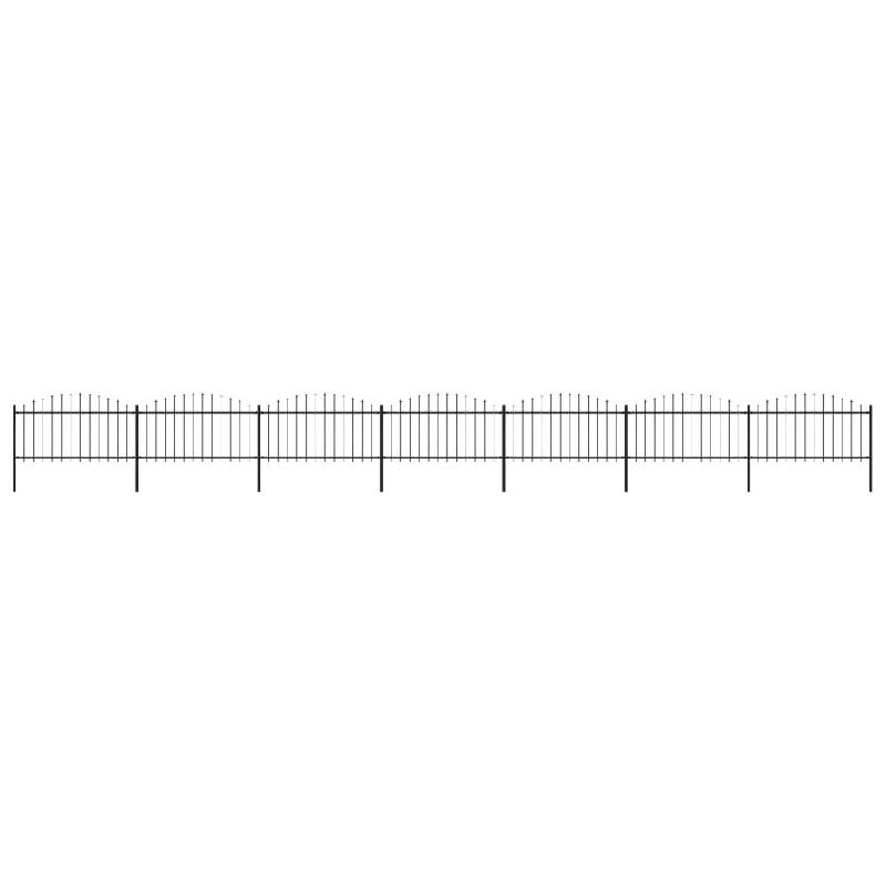 Vidaxl clôture de jardin à dessus en lance acier (1,25-1,5)x11,9m noir 277736_0