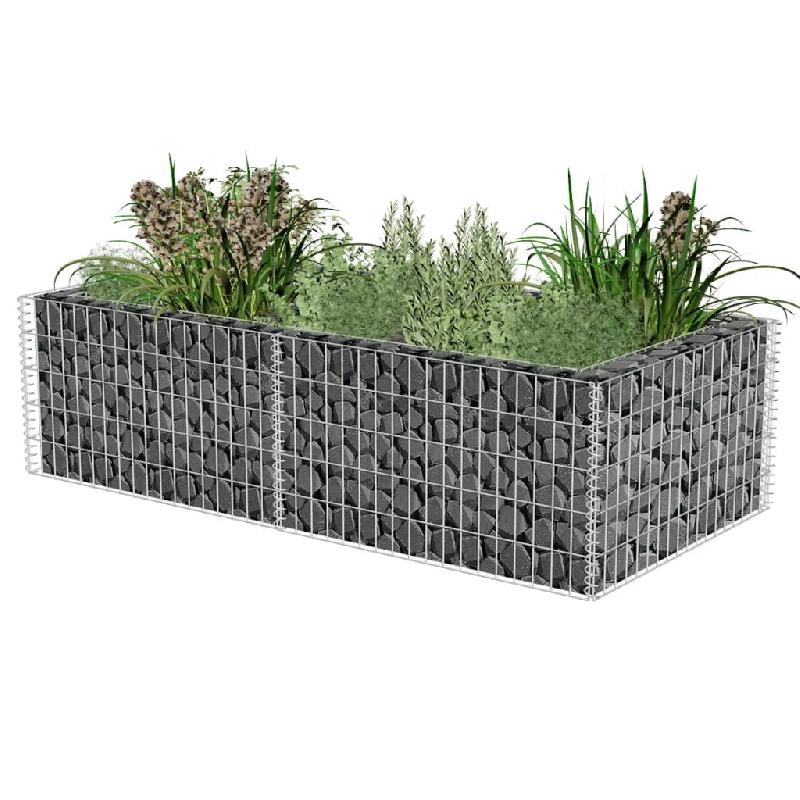 Vidaxl jardinière à gabion acier galvanisé 180 x 90 x 50 cm 141624_0