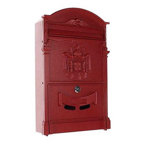 Rottner Ashford - Boîte aux lettres traditionnelle rouge avec blason royal - Acier, encastrable_0