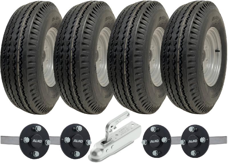 5.00-10 Kit remorque à double essieu à grande vitesse Roues, essieux et attelage légaux 750kgs_0