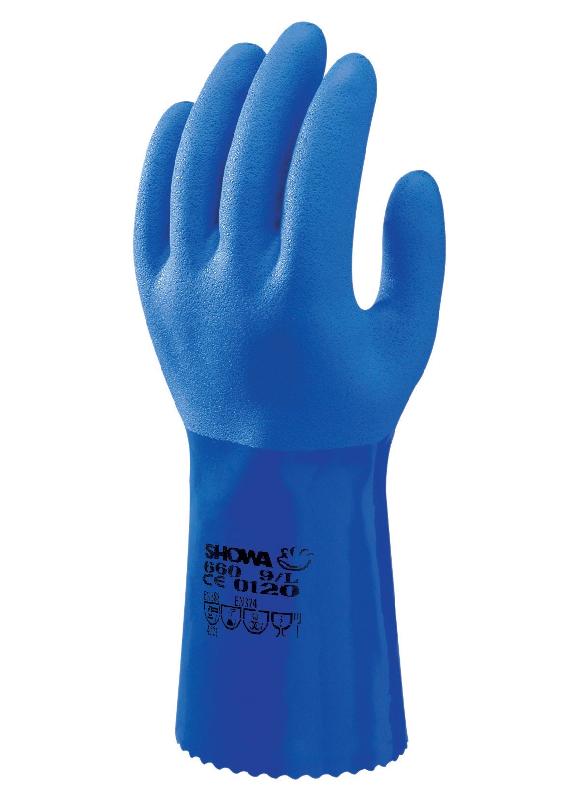 SHOWA 660-30/10 PVC300 - Gants de protection en PVC bleu, taille 10, résistants aux produits chimiques et à l'abrasion_0