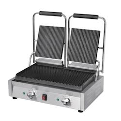 Grill Panini Professionnel Double 2,9 kW - Rainuré/Rainuré - Bistro Buffalo - 0652217689990_0