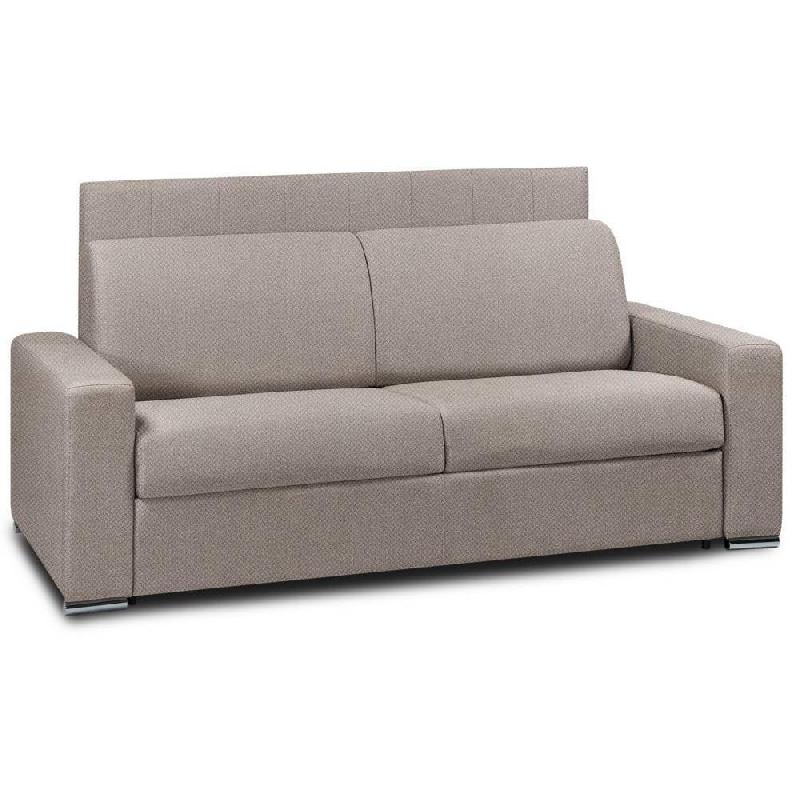 CANAPÉ LIT LEVALLOIS EXPRESS LATTES 120CM MATELAS 16CM TÊTE DE LIT INTÉGRÉE VELOURS  TAUPE_0