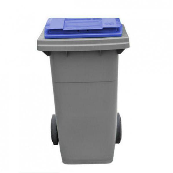 Conteneur poubelle bicolore - 80 litres gris / bleu