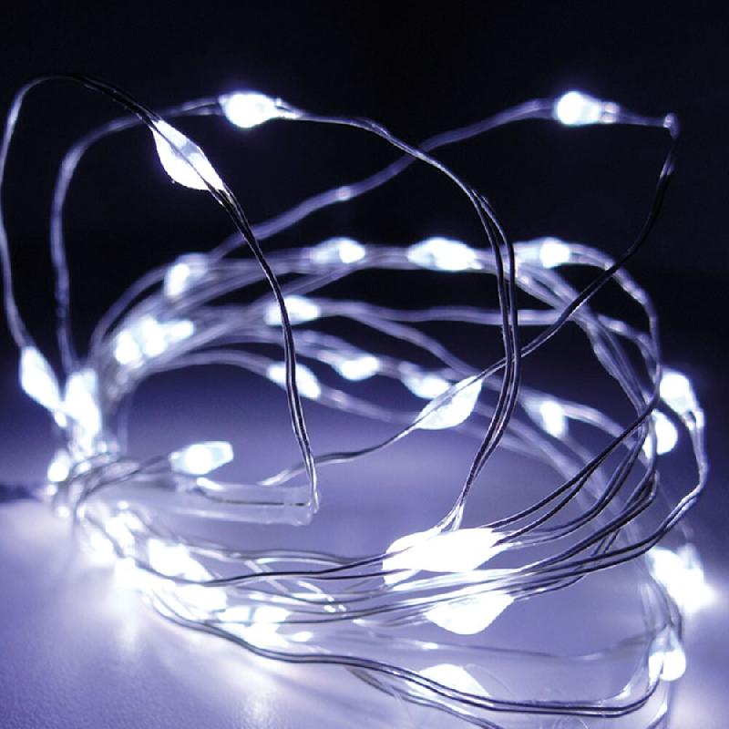 EDM Guirlande Fixe À Piles 40 Leds Câble Fil Argenté Lumière Blanc Froid 2.05M - multicolore multi-matériau 8718158684325_0
