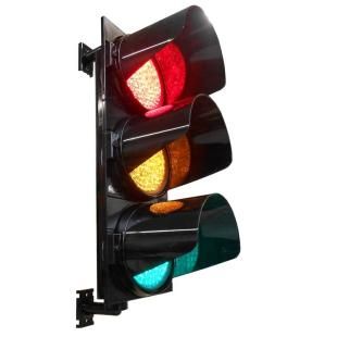 Feu tricolore vértical ou horisontal avec visière orientable pour sites privés ou industriels D200 mm - 160983_0
