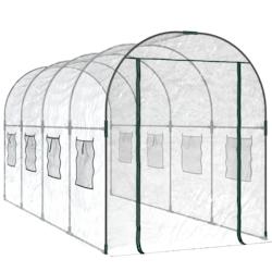 Helloshop26 - Serre tente abri plante fleur légumes Transparent 160 x 400 x 190 cm PVC et acier enduit de poudre Transparent 02_0044664 - 30002202890_0