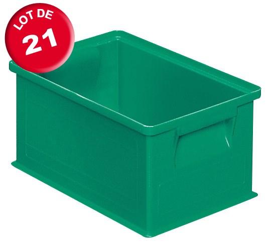 Lot de 21 caisses plastiques cp 8.7 litres vertes_0