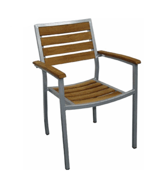 Lot de 4 fauteuils empilables en teck et aluminium - Design contemporain - Utilisation intérieure et extérieure_0