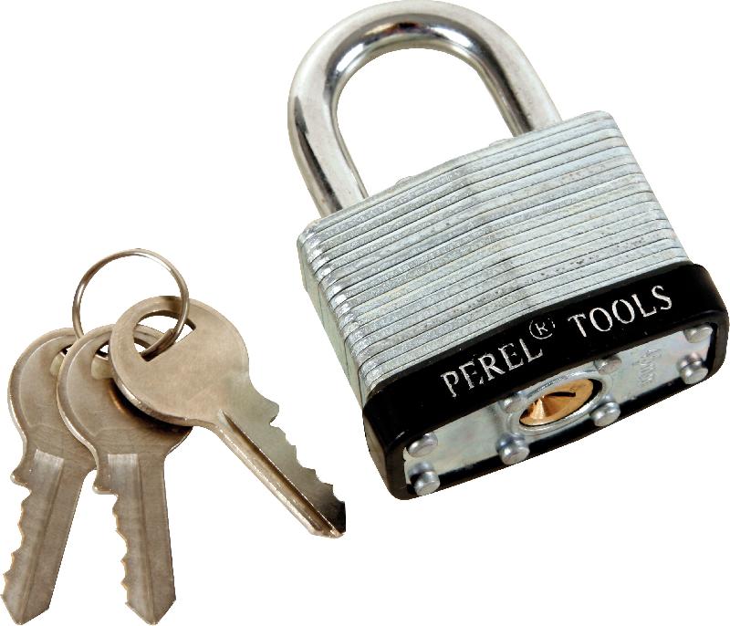 PEREL - Cadenas robuste 45mm en acier laminé avec anse durcie - Fourni avec 3 clés_0