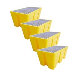 PLAST'UP ROTOMOULAGE Bac de rétention 2 fûts standard-lot de 4 - JAUNE - jaune 0750122561162_0
