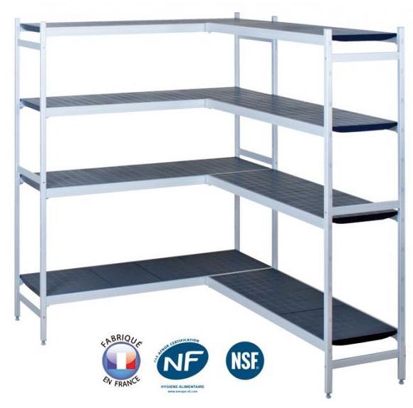 Rayonnage alimentaire duralinox 5 niveaux clayette polymere pleine h2100 p560 fermod_0