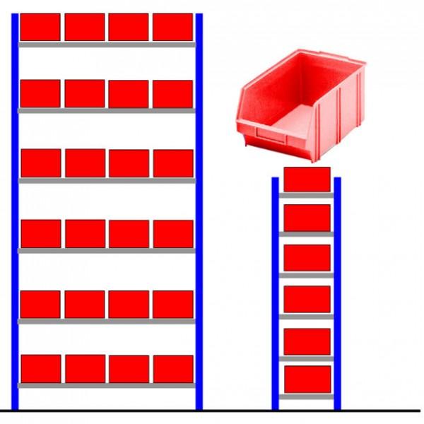 Rayonnage métallique bac éco Rouge - Départ - 24 bacs en plastique - Marque Rolléco_0