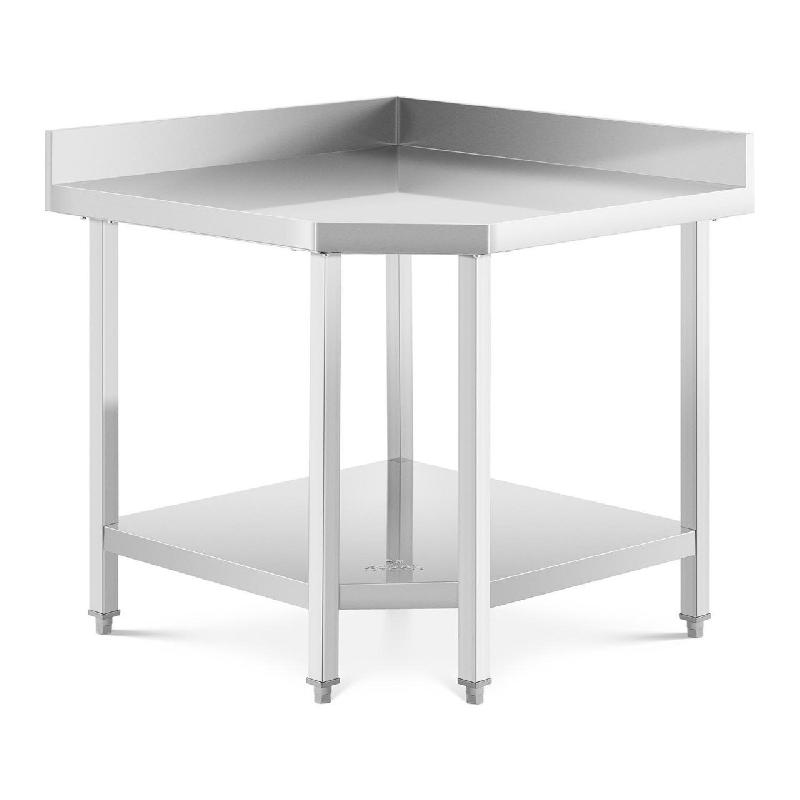 Table de travail cuisine professionnelle en acier inox 304 - angle inox - 90 x 70 cm - capacité 300 kg - 14_0003648_0