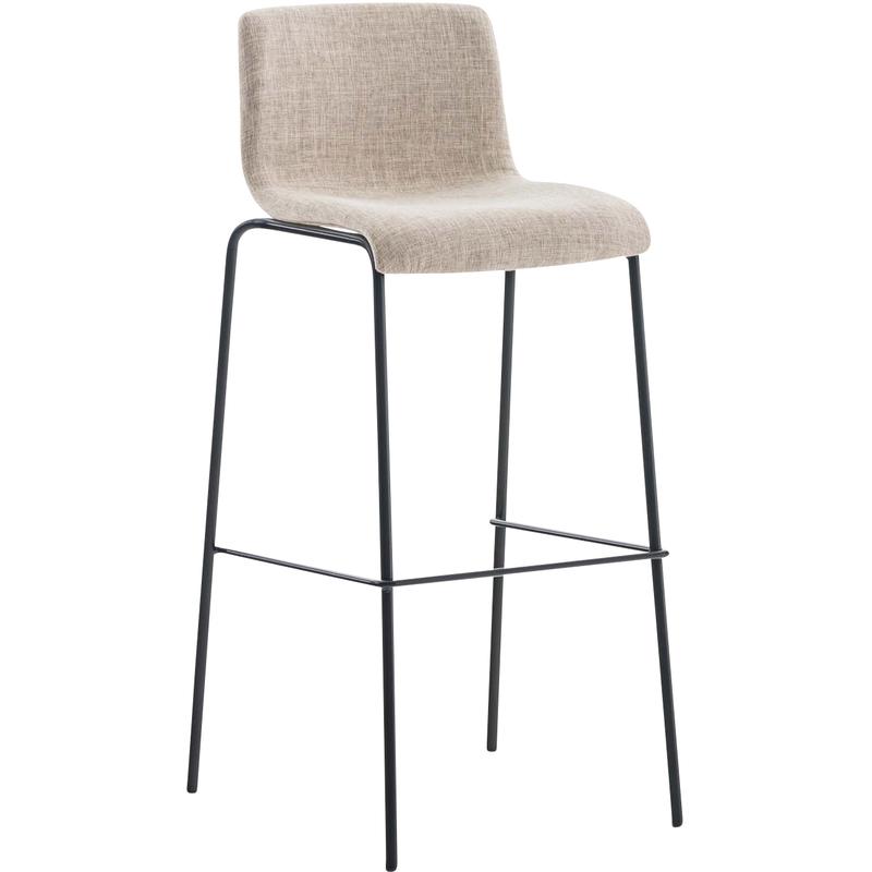 TABOURET DE BAR HOOVER EN TISSU PIÉTEMENT À 4 PIEDS EN MÉTAL BEIGE NOIR