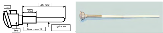 Thermocouple type K étanche aux gaz, avec canne pyrométrique pour utilisation sévère TGC_0