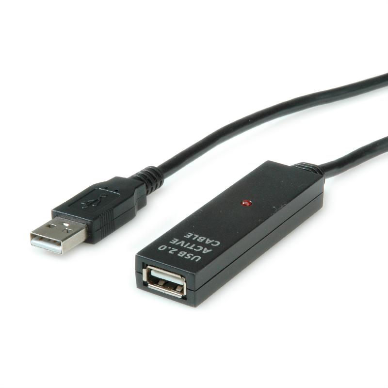 VALUE Prolongation active USB 2.0 avec Repeater, noir, 30 m_0
