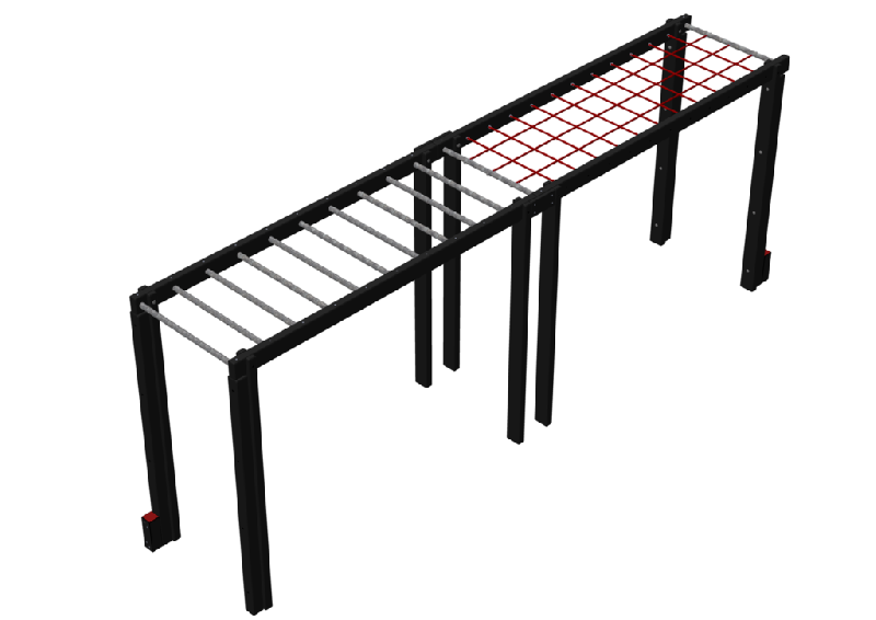 Échelle à Filet et barreaux - Espace Renard fabricant et installateur - Réf : 9296PR - Plastique recyclé, bois traité ou non traité - Dimensions 6,3m x 1,21m x 2,3m_0
