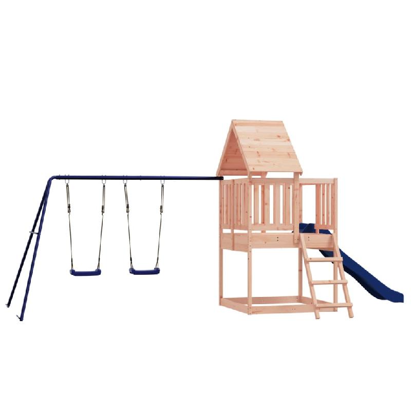Aire de jeux d'extérieur en bois massif de Douglas - Balançoires, toboggan ondulé, portiques robustes - 564 x 235 x 228 cm - Réf. 02_0004633_0
