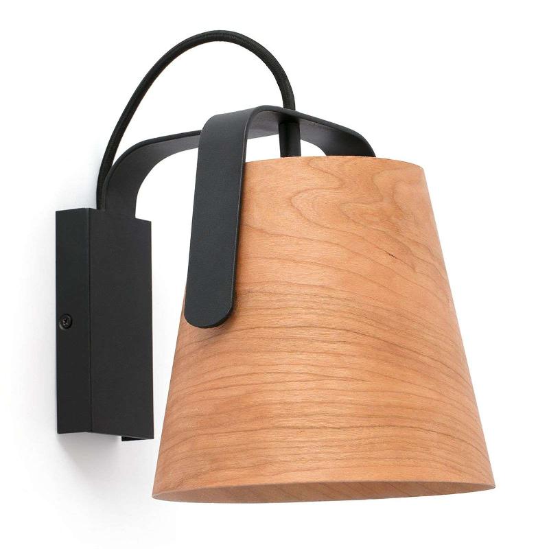 FARO BARCELONA APPLIQUE STOOD À ABAT-JOUR EN BOIS DE CERISIER