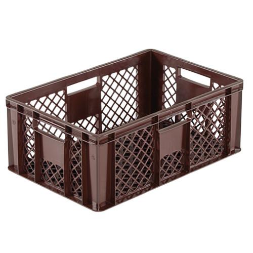 Bac plastique gerbable Norme Europe ajouré Eco multicolore Marron 600 x 400 x 240 mm - Réf : BAC159BE6424005_0