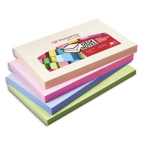 BLOC PERGAMY - 7,6 X 12,7 CM - 100 FEUILLES REPOSITIONNABLES - COLORIS ASSORTIS PASTEL - LOT DE 12
