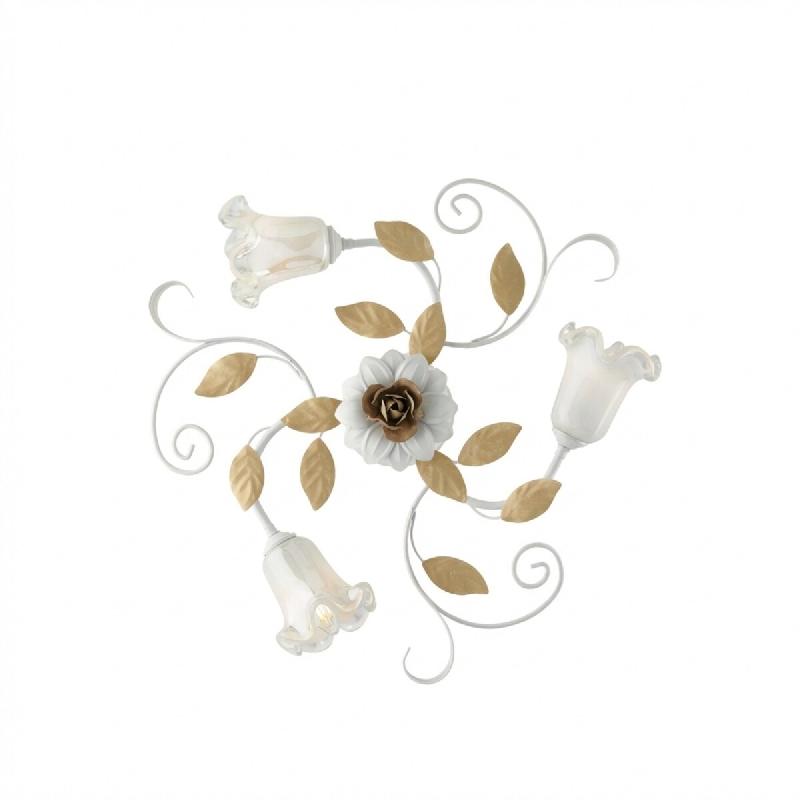 Bonetti Illumina Cesto Plafonnier Shabby en fer laqué blanc 3 lumières H.17 d.56 BL274-PL3-BCO - doré 8050713218768_0