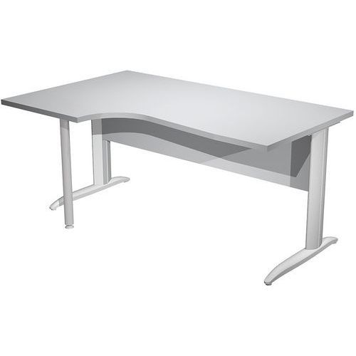 BUREAU 90° GAUCHE PIEDS L MÉTAL FAST 160CM GRIS ALU