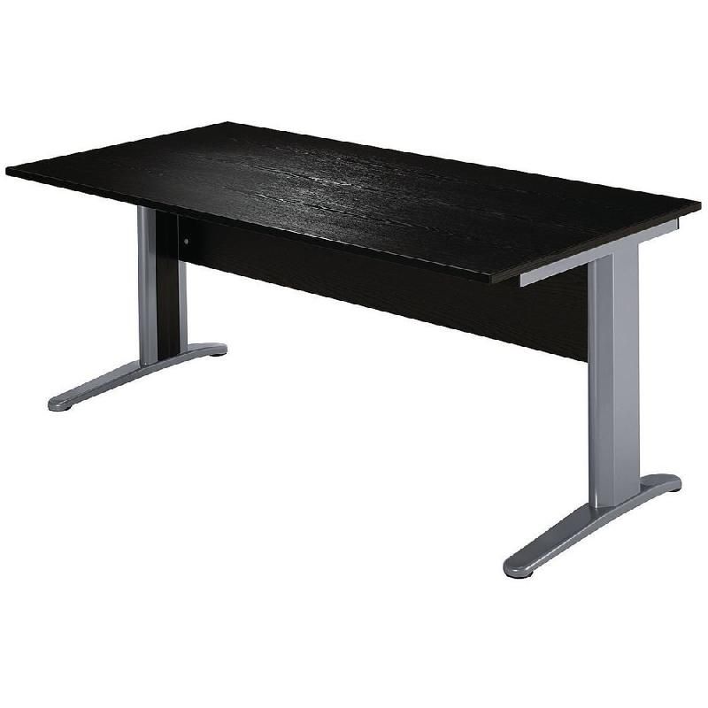 BUREAU DROIT PRONTO MÉTAL - L.140 X P.80 CM - PLATEAU NOIR - PIEDS L ALUMINIUM