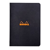 CAHIER PIQUÉ RHODIA CLASSIC 14,8X21 CM 96 PAGES PETITS CARREAUX 5X5 NON DÉTACHABLES 80G - NOIR - LOT DE 10