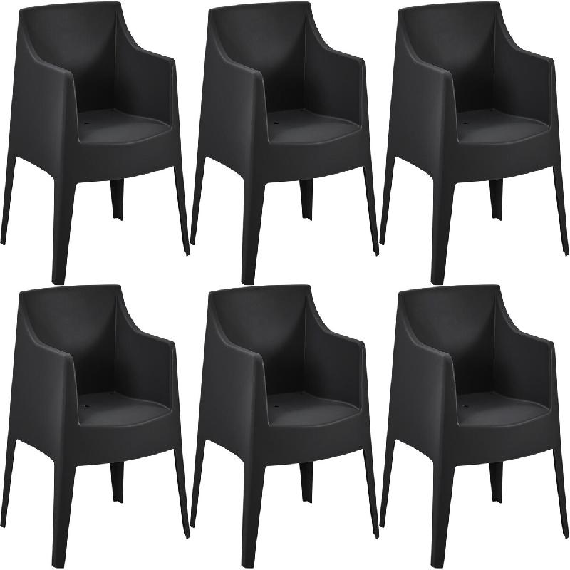 CLP Ensemble de 6 chaises de jardin Bartal Noir - noir plastique 327750_0