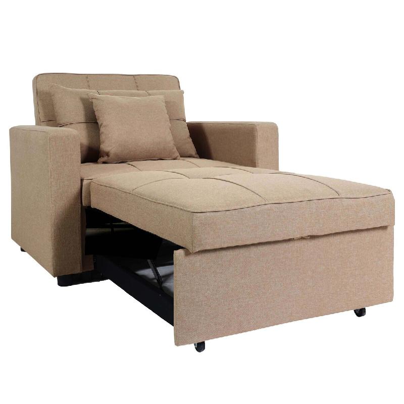 Décoshop26 - Fauteuil de couchage chaise pliante canapé-lit lit d'appoint relaxation surface de couchage 103x197 cm en tissu taupe 04_0006250 - 3000_0