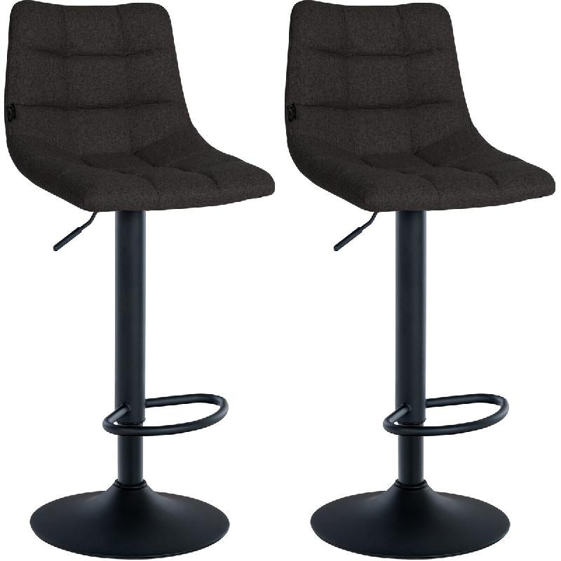 Décoshop26 - Lot de 2 tabourets de bar en tissu gris base métal noir réglable en hauteur et repose-pieds TDB10617 - gris 3002467732699_0