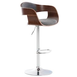 Décoshop26 - Tabouret de bar x1 design scandinave en tissu gris clair et structure en bois couleur noyer 10_0005048 - gris 3000252430591_0