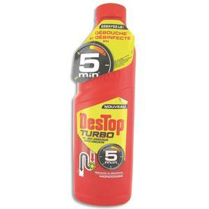 Destop Turbo Gel - Eau de Javel 1L - Débouche et désinfecte avec formule concentrée_0