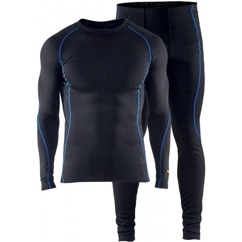 ENSEMBLE MAILLOT ET PANTALON THERMIQUES LIGHT - NOIR ET BLEU ROI - L BLAKLADER