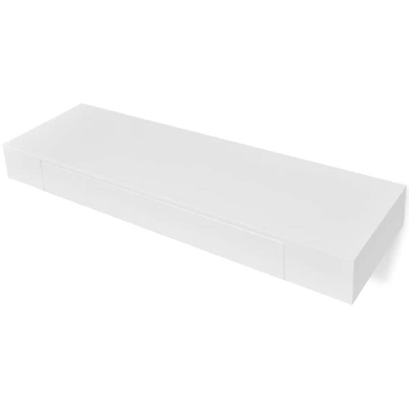 Étagères murales design avec tiroirs 2 pcs - Blanc 80 cm - MDF finition mate_0