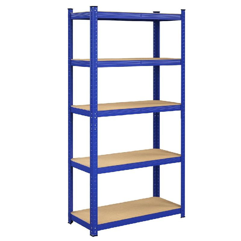 Étagère charge lourde métallique 200 x 100 x 50 cm - 5 niveaux - charge totale 875 kg (175 kg/niveau) - planches réglables pour garage, cave, bleu - 12_0002716_0