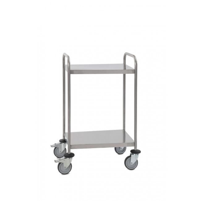 Guéridon inox soudé 2 plateaux 600x400mm - CH80249 - inox 18/10 AISI 304 L - robuste et hygiénique_0