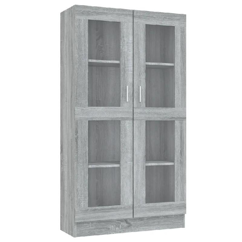Helloshop26 - Armoire à vitrine avec 4 compartiments moderne classique rangement 82,5 x 30,5 x 150 cm en bois gris 02_0048145 - gris verre 3000235135_0