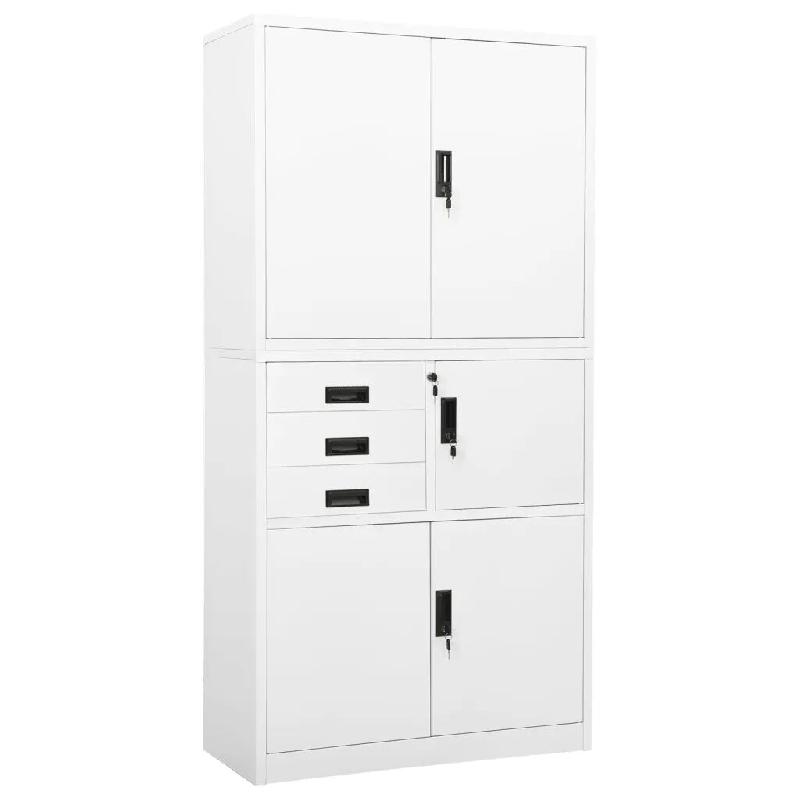 Helloshop26 - Armoire de bureau en acier design contemporain avec 3 étagères réglables 90 x 40 x 180 cm en acier blanc 02_0046911 - blanc acier 300_0