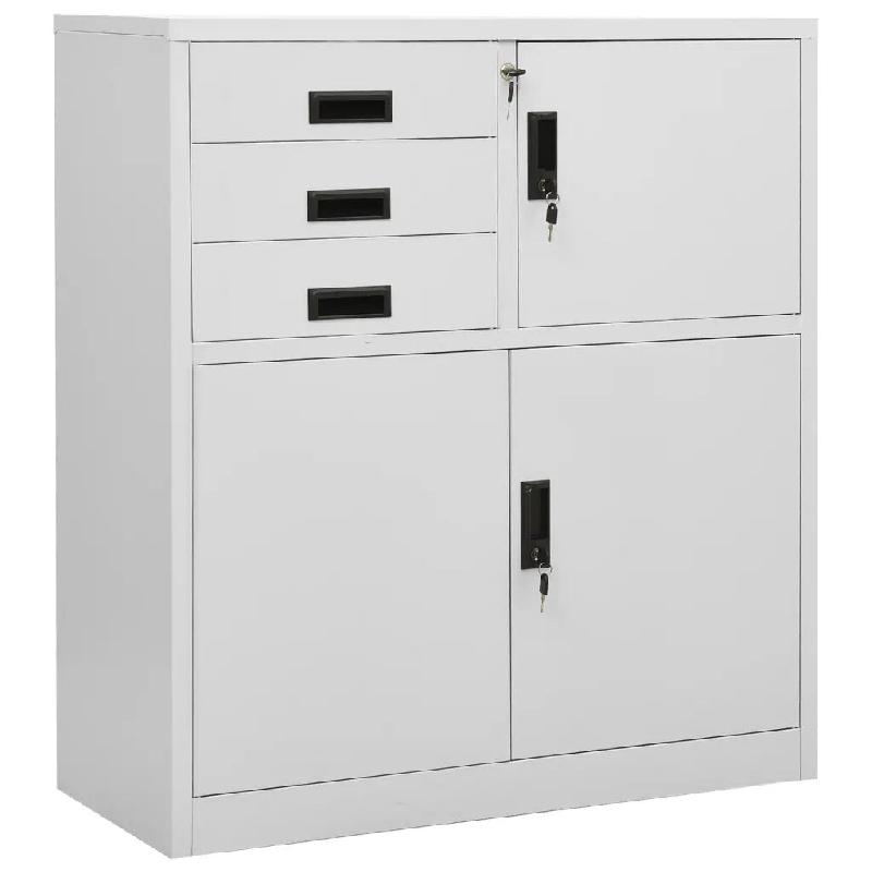 Helloshop26 - Armoire de bureau rangement avec étagère réglable 90 x 40 x 102 cm en acier gris clair 02_0046904 - gris acier 3000234491510_0
