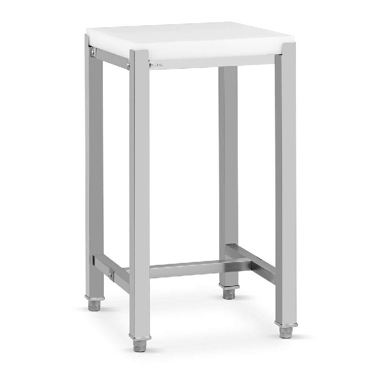 Helloshop26 - Billot boucherie 40 x 50 cm hauteur de travail 80 cm acier inoxydable / plastique (polyéthylène) 14_0004510 - inox 3000206551532_0