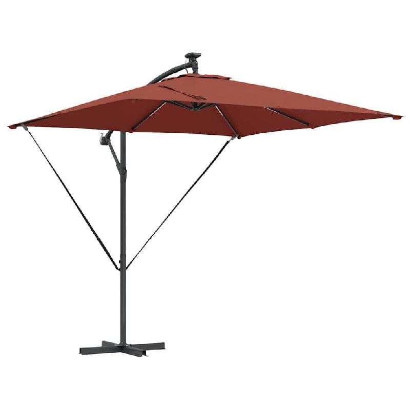 Helloshop26 - Parasol déporté moderne inclinable 249 x 249 x 250 cm résistant au vent jardin terrasse en acier terre cuite 02_0058778 - acier 30002_0