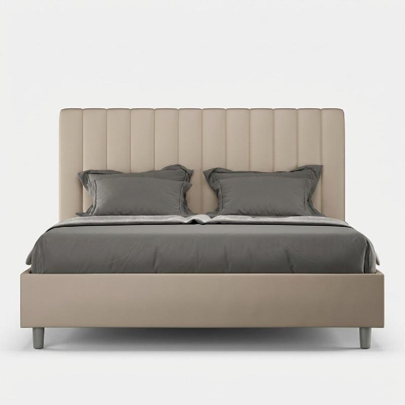 Itamoby Lit Coffre Rembourré En Simili Cuir Gris Tourterelle Agueda 160X200 - beige VE1620AGUE023-CT_0