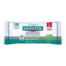 LINGETTES NETTOYANTES DÉSINFECTANTES SURFACES SANYTOL - PAQUET DE 120