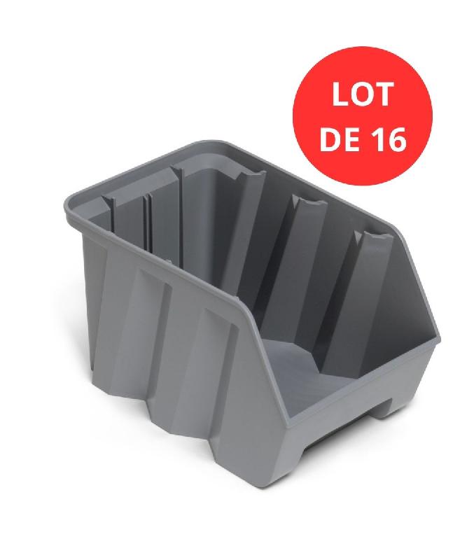 Lot de 16 bacs duetto 9,4 litres plastique gris_0